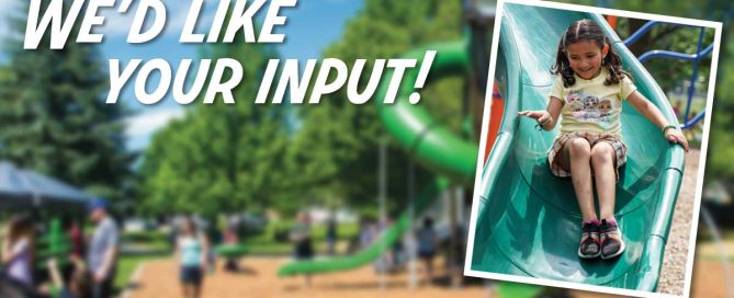 Photo of people at playground and young girl on slide